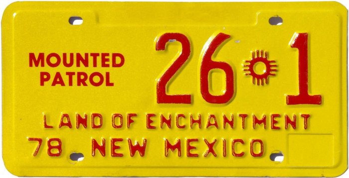 New Mexico Mounted Patrol License Plates